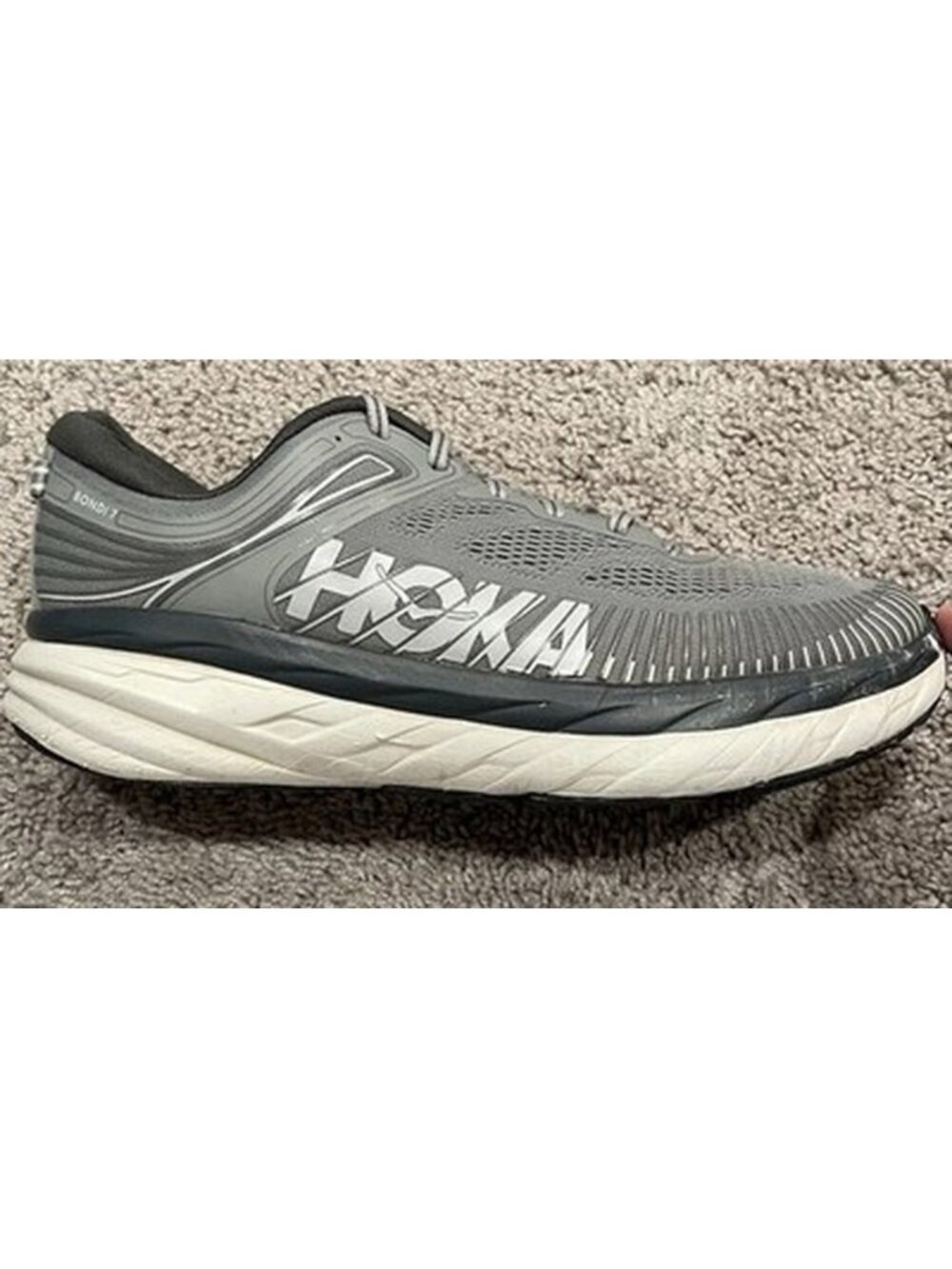 Size 12-HOKA ONE ONE Bondi 7 Running Shoes Gray 1110530